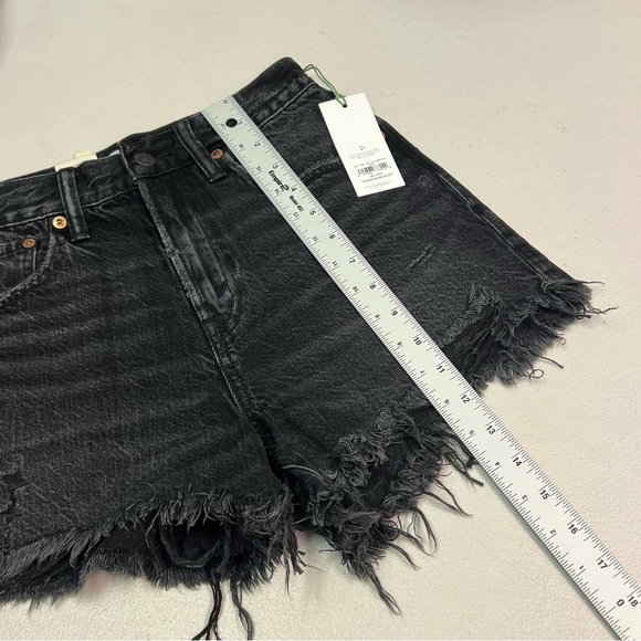 AE77 The High-Rise Cut-Off Women’s Stylish Black Denim Shorts Size 24 - Picture 13 of 13